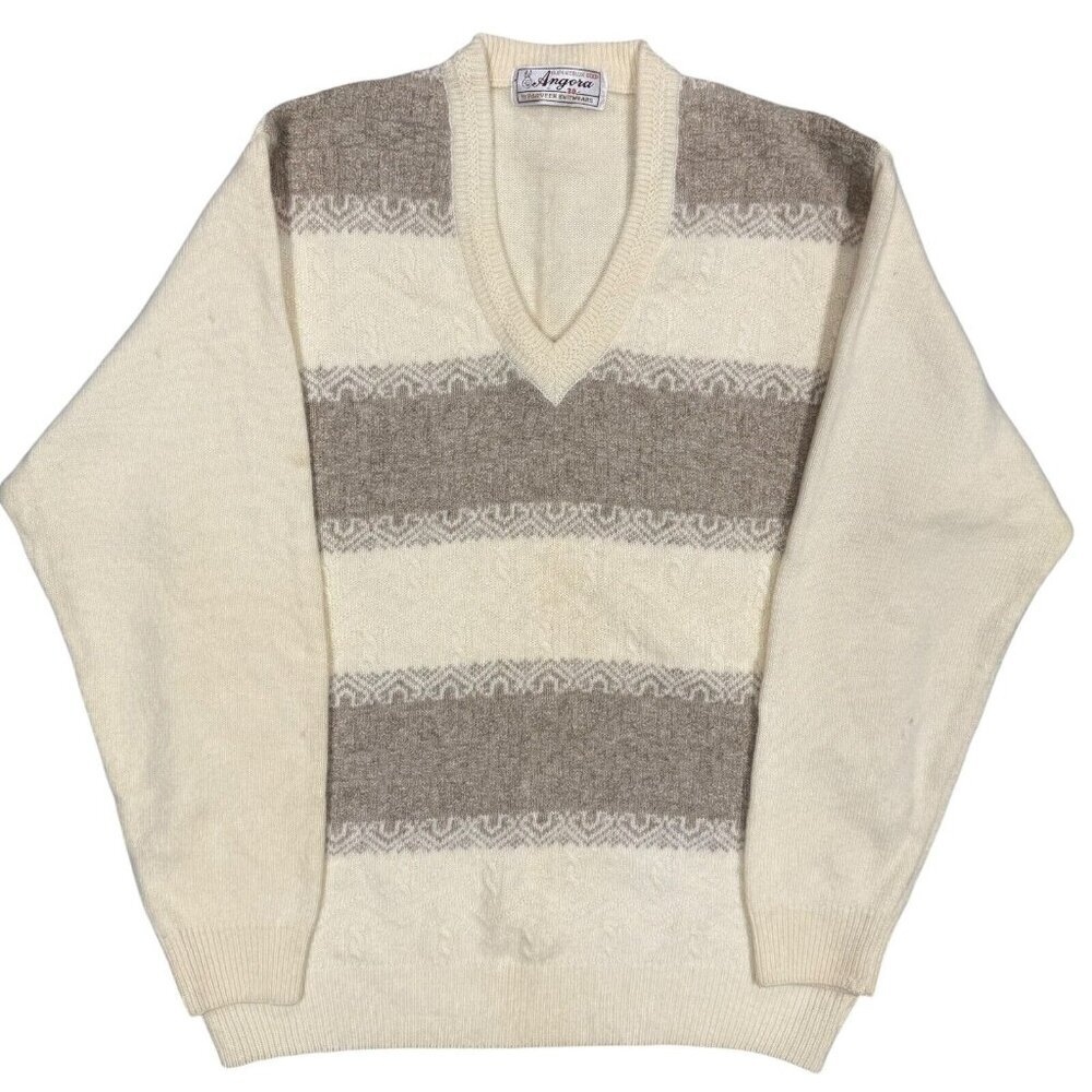 Vintage Angora Rabbit Hari Fair Isle Knit Sweater 38 Medium